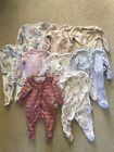 0-3 Months Bundle Pretty Patterned Sleepsuits Floral Bunny One Piece Pj Babygro
