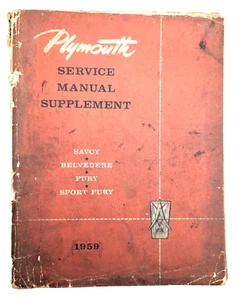 Original Mopar 1959 Plymouth Shop Service Manual Supplement - Foto 1 di 10