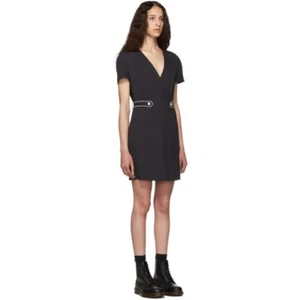 NEW $425 rag & bone Tabitha Black Short Sleeve Wrap Mini Dress - L - Picture 1 of 2
