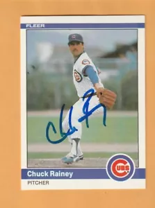 Chuck Rainey Chicago Cubs AUTO Firmado 1984 Fleer San Diego California 1G - Imagen 1 de 2