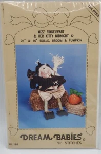 Vtg Halloween Dream Babies Witch, Kitty, Broom & Pumpkin Doll Sew Pattern Uncut  - Picture 1 of 3