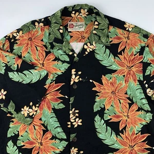 Hilo Hattie Hawaiihemd Blumenmuster schwarz kurzärmlig Knopfleiste Herren Medium neu mit Etikett - Bild 1 von 8