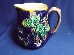Antique COBALT MAJOLICA PITCHER Before Shorter & Sons spout glaze Restoration - Picture 1 of 5