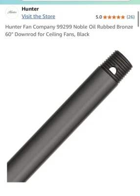 Accesorio Hunter Fans 99299 - Varilla descendente - 0,75 pulgadas de ancho - Varilla descendente de 60 pulgadas Foto 1 de 4