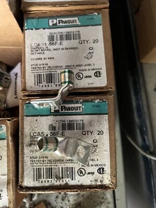 PANDUIT LCAS1-56F-E Copper COMPRESSION Lug #1 AWG wire short barrel 90 deg 20 pk - Picture 1 of 4