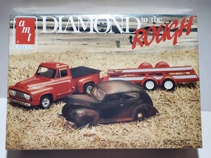 AMT Diamond In The Rough '53 Ford Pickup '40 Car Trailer Plastic Model Kit 1:25 - Picture 1 of 5