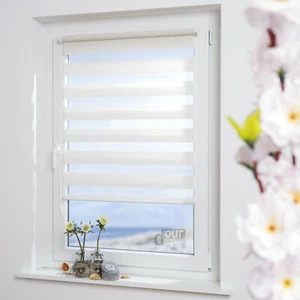 ourdeco® Doppelrollo Duo-Rollo Mini Klemmfix Rollo natur Vorhang Gardine Fenster - Bild 1 von 7