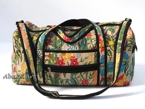 Handmade Quilted Cotton Duffle Bag Travel Luggage Bags Unisex Gym Sports Handbag - Picture 1 of 8
