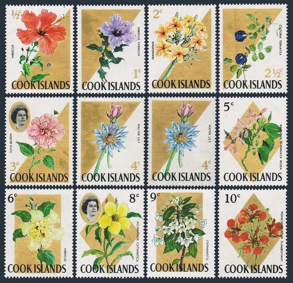 Cook Isls 199-210,MNH.Michel 152-162,157-II. Flowers 1967, - Image 1 of 1