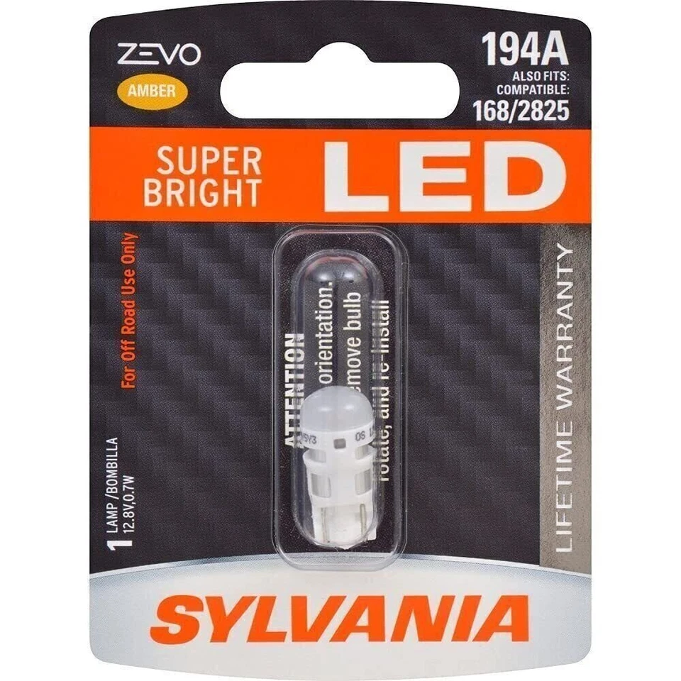 SYLVANIA - 194 T10 W5W ZEVO LED Amber Bulb - Bright LED Bulb, Ideal for Interior - Image 1 of 1