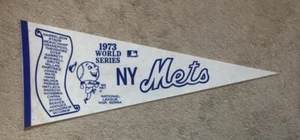 1973 New York Mets World Series MLB Baseball Scroll Felt Blue Pennant MGR Berra - Picture 1 of 5