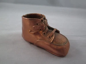  Bronze Baby Shoe Heirloom Babyhood Bronzed Copper Color Vintage Antique - Picture 1 of 7