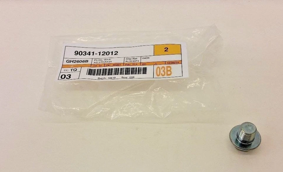 LEXUS OEM FACTORY OIL DRAIN PLUG 2011-2017 CT200H 90341-12012 - Image 1 of 1