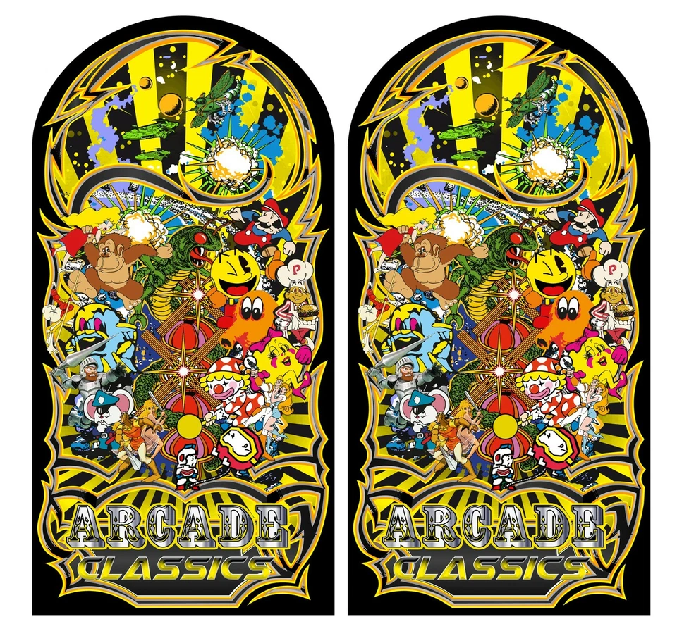 Mame Multicade Classics Side Art Arcade Cabinet Graphics Decals Stickers Yellow - Image 1 of 1