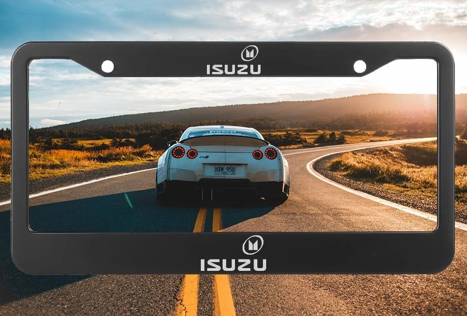 Marco de matrícula negro grabado con láser personalizado de aluminio - Isuzu Foto 1 de 3