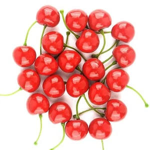 20PCS Fake Cherries Red Artificial Cherries Decor Lifelike Fake Cherry Access... - Picture 1 of 6