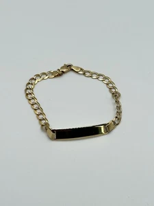 14KT Yellow Gold Kids ID Bracelet 6in 4.6g - Picture 1 of 6