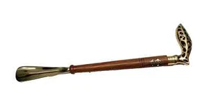 Shoe Horn Handmade Vintage Solid Wooden Brass Designer Handle - Nautical Style - Picture 1 of 5