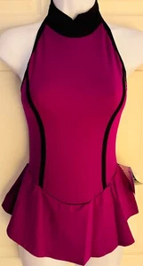 GK ICE FIGURE SKATE ADULT SMALL PURPLE TURTLENECK HALTER DRESS AS - Picture 1 of 10