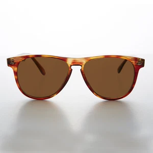 Sporty Tortoise Racer Horn Rim Vintage Sunglass with Brown Lens - Elvin - Picture 1 of 2