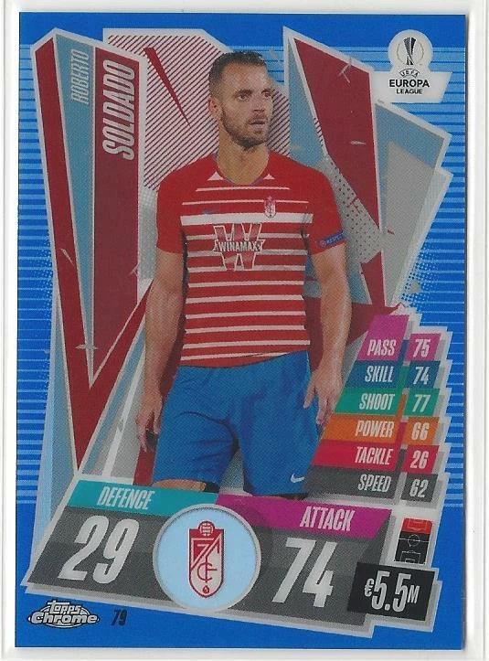 2020-21 Topps Chrome Match Attax Roberto Soldado Blue Refractor #/150 Granada CF - Image 1 of 1