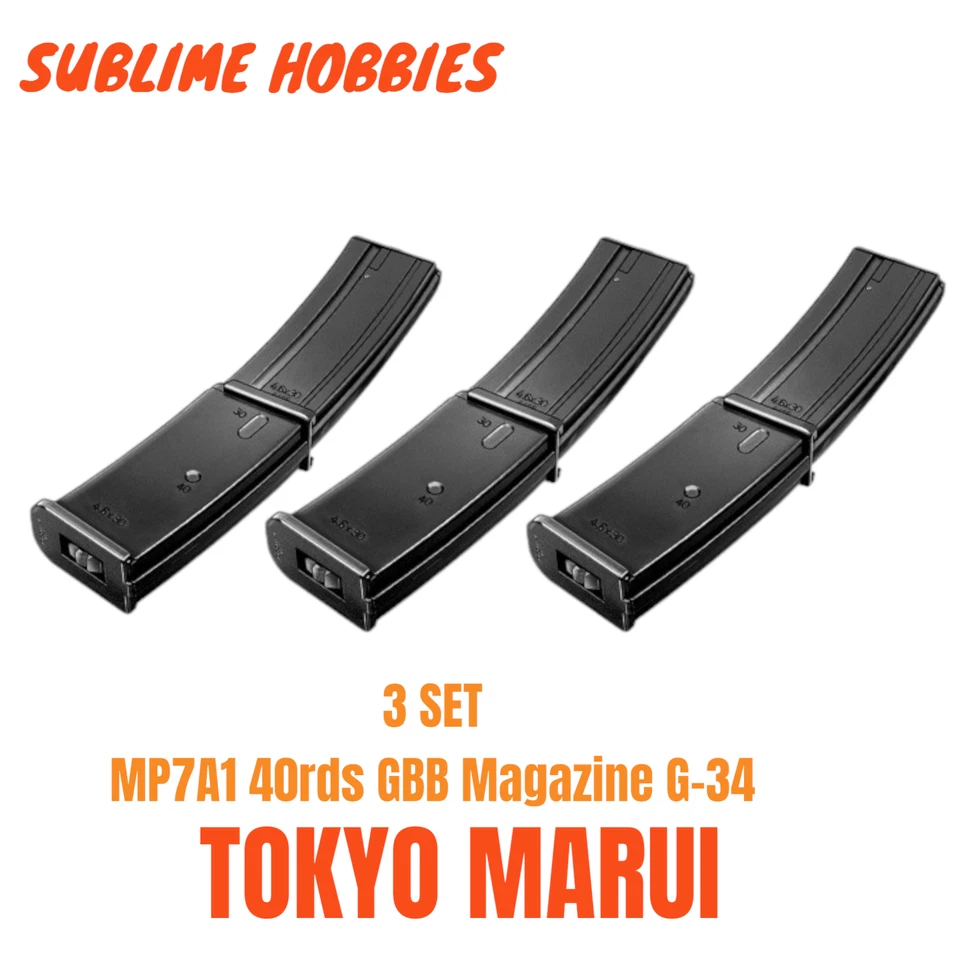 【JUEGO DE 3】 Revista Tokyo Marui MP7A1 40rds GBB Airsoft G-34 No.34 Original Exterior Foto 1 de 1