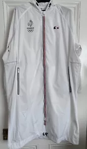 BNWT Lacoste Men's France Olympics FOLDABLE RAINCOAT Fr 54 US M/L PTP 28” White - Picture 1 of 16
