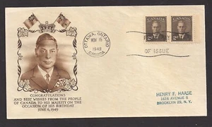 CANADA 1949 FDC King George VI 285 - Picture 1 of 1