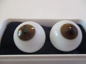 18 mm Braun Vintage Runde Handgeblasene Glasaugen Hohl 9 mm Iris P47 - Bild 1 von 3