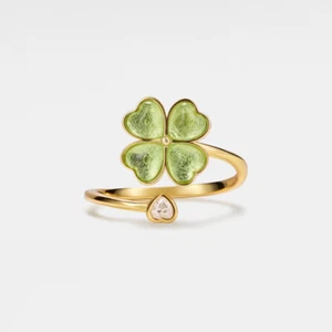 Four Leaf Clover Anxiety Fidget Spinner Ring in 925 Sterling Silver - Picture 1 of 11