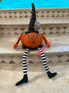 Halloween Fall Primitive Vintage Style Pumpkin Head Girl Witch Shelf Sitter 23“ - Picture 1 of 6