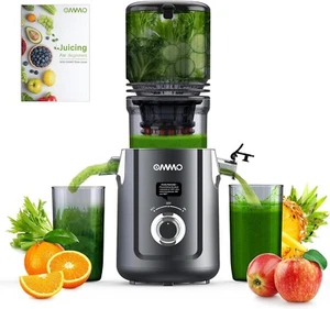 OMMO COLD PRESS JUICER 5.1" WIDE CHUTE FOR WHOLE FRUITS & VEG SLOW JUICER -GRAY - Picture 1 of 8