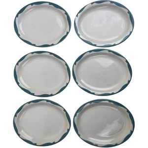 Wallace China USA Oval Salat Brot Teller Blauer Rand Restaurant Ware Eisenbahn U36 - Bild 1 von 8