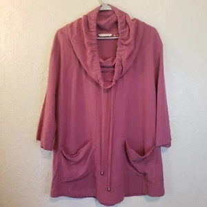 Weiche Umrandung Burgunder Gaze Langarm Tunika Känguru Ausschnitt Gr. Medium - Bild 1 von 8