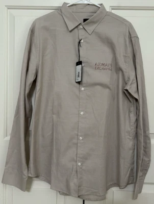 NWT Armani Exchange AX size XL tan Long Sleeve button up shirt mens $100 - Image 1 of 4