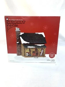 St Nicholas Square Log Cabin The Village Collection Lighted - Picture 1 of 7