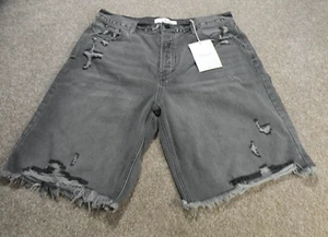 Neu mit Etikett Kancan schwarz abgenutzt 9" Schrittlänge abgeschnittene Shorts 11/29 Knopfleiste - Bild 1 von 11