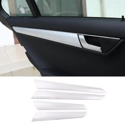 Silver ABS Interior Door Panel Trim Fit For Mercedes Benz C Class W204 2008-2013 - Image 1 of 4