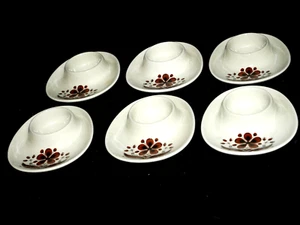 Figgjo Egg Cups flat with well Brown flower Made in Norway Six (6) - Picture 1 of 3