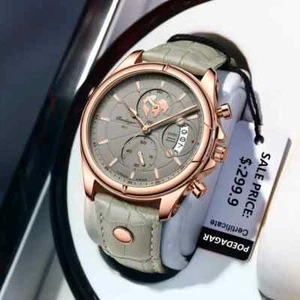 Men Watch Fashion Chronograph Leather Quartz Watches Waterproof Men's Wristwatch - Picture 1 of 13
