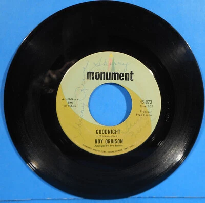 ROY ORBISON GOODNIGHT ~ ONLY WITH YOU 7" 45 RPM 1965 ORIGINAL PLAYS GREAT! VG!!A - Image 1 of 2