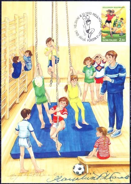 Children Physical School Training Girls Football Finland Mint Maxi FDC Card 1993 - Image 1 of 1
