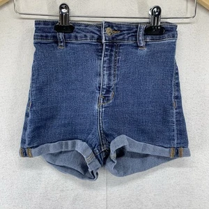 H&M Divided Mid Blue Denim Shorts Stretch Cotton Casual Holidays Turn Ups US 4 - Picture 1 of 18