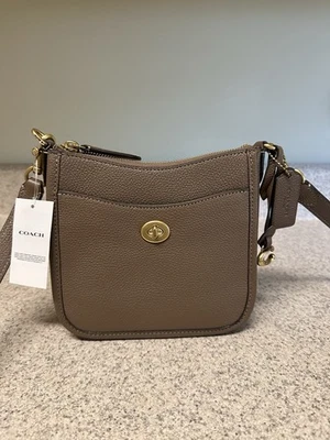 Coach Polished Pebble Leather Chaise Crossbody CC390, Dark Stone, New With Tags - Image 1 of 4
