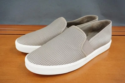 Vince Zapatos Mujer Talla 10 Gris Cuero Perforado Zapatillas Sin Cordones EU 41.5 Foto 1 de 4