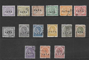 NETHERLANDS INDIES SCOTT 81 - 89, 91 - 96 USED ISSUES - 1908 ISSUES JAVA OVPT. - Picture 1 of 2