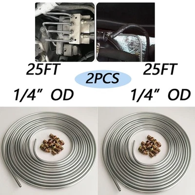 Kit de tubos de línea de freno de coche 1/4" OD 25 pies tubo flexible de acero al zinc con 32 tornillos X2 Foto 1 de 4