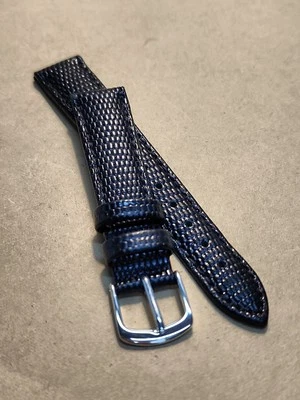 Correa de reloj Hadley Roma 16R negra acolchada y cosida de cuero grano Java Liz NOS  Foto 1 de 4