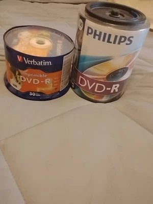 100 PHILIPS Logo 16X DVD-R DVDR Blank Disc 4.7GB 120Min+50 Verbatim CDs - Image 1 of 4