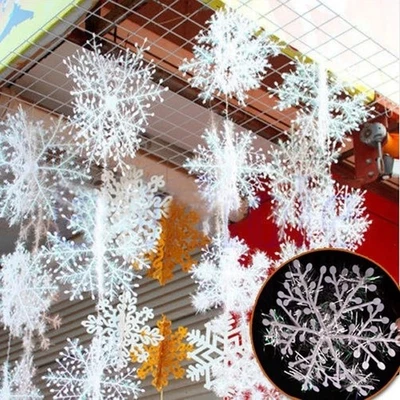 Bellissimi Fiocchi di Neve Artificiali in Plastica Perfetto per Albero di Natale - Immagine 1 di 4